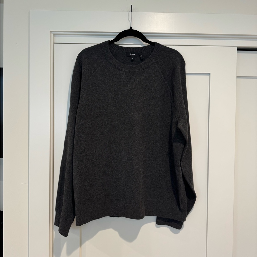 Theory Men's Dark Grey Light Bilen Relaxed Crewneck